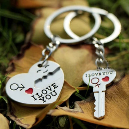 Hot Sale Zinc Alloy Silver Plated Lovers Gift Wedding Favors Couple My Heart Keychain Fashion Keyring Key Fob Creative Key Chain