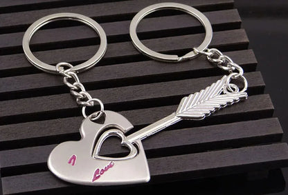 New Trendy Hot Sale one Pair Key Chain Alloy Arrow Bow Love Keyrings Key Chains Lovers Ring Couples keychain for Gift 17343