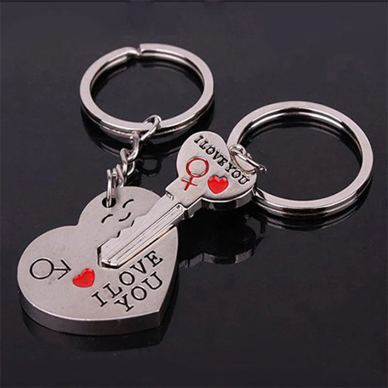 Hot Sale Zinc Alloy Silver Plated Lovers Gift Wedding Favors Couple My Heart Keychain Fashion Keyring Key Fob Creative Key Chain