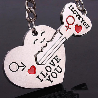 Hot Sale Zinc Alloy Silver Plated Lovers Gift Wedding Favors Couple My Heart Keychain Fashion Keyring Key Fob Creative Key Chain