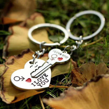 Hot Sale Zinc Alloy Silver Plated Lovers Gift Wedding Favors Couple My Heart Keychain Fashion Keyring Key Fob Creative Key Chain