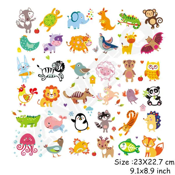 Set Of Patch Iron-on Clothes Cute Animal Cars Clothing Deco New Design Diy Accessory Heat Transfer Washable Badges Patch