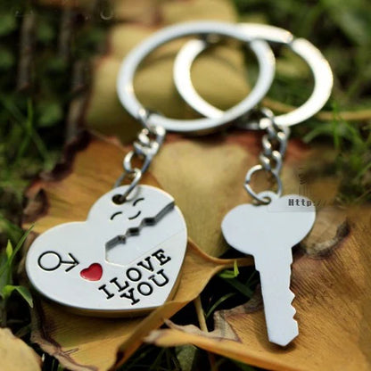 Hot Sale Zinc Alloy Silver Plated Lovers Gift Wedding Favors Couple My Heart Keychain Fashion Keyring Key Fob Creative Key Chain