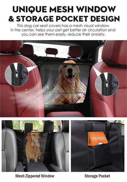 Dog Car Seat Cover View Mesh Pet Carrier Hammock Safety Protector Car Rear Back Seat Mat With Zipper And Pocket For Travel