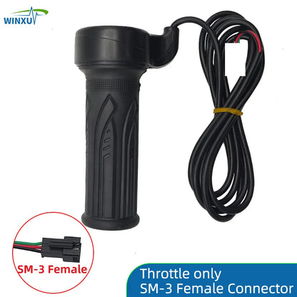 Electric Bicycle Twist Throttle Hall Sensor Turn Handle Accelerator 1.5m for Electric Scooter Ebike E-bike Motorcycle Tricycle