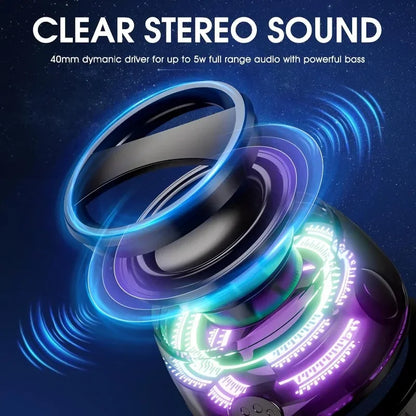 Outdoor Magnetic Bluetooth Speaker Wireless Portable Mini Travel Stereo Speaker with RGB Color Light and Phone Holder for Ios