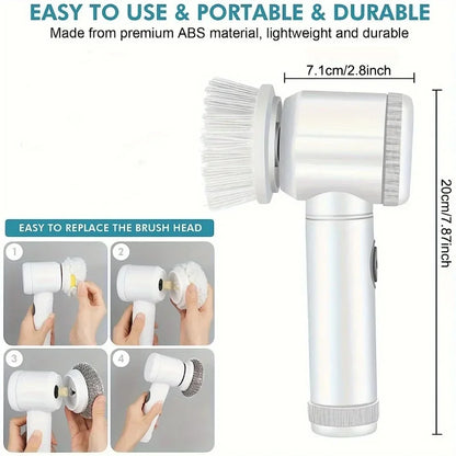 New Power Scrubber 5 Replaceable Brush Heads Electric Spin Scrubber Bathroom Cleaning Brush Power Scrubber Electric Brush Home