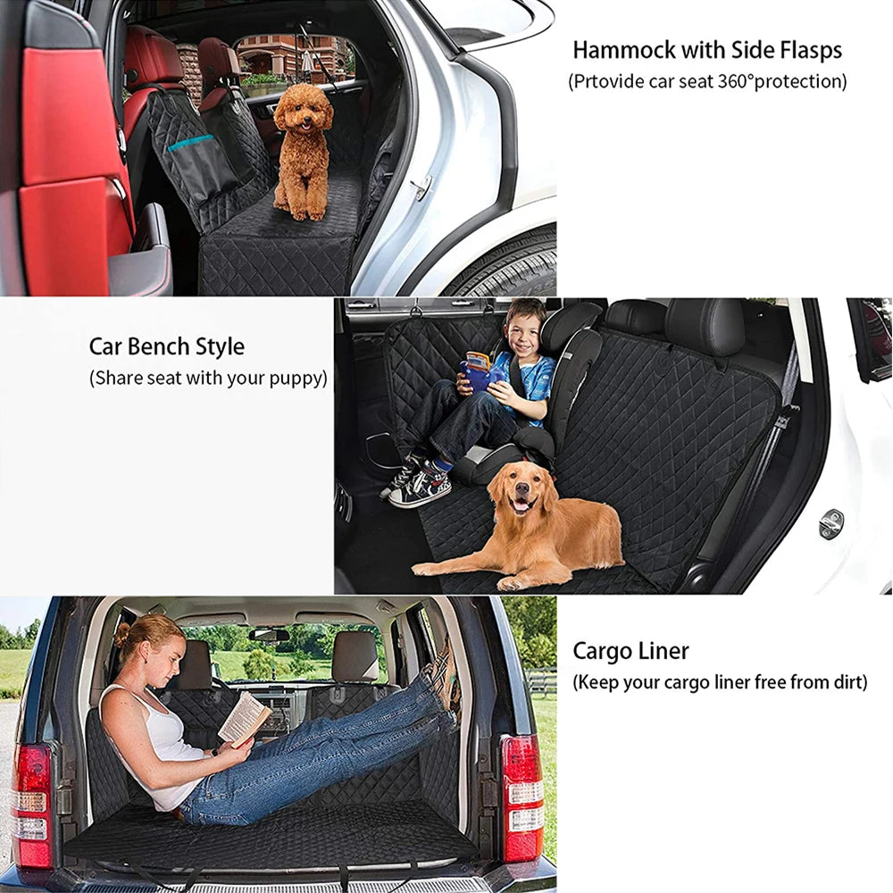 Dog Car Seat Cover View Mesh Pet Carrier Hammock Safety Protector Car Rear Back Seat Mat With Zipper And Pocket For Travel