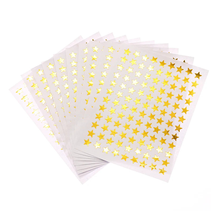 10 Sheets/Pack Of Children'S Gold-Plated Award Glitter Stickers Mother Teacher Praise Label Award Five-Pointed Star Love Sticker