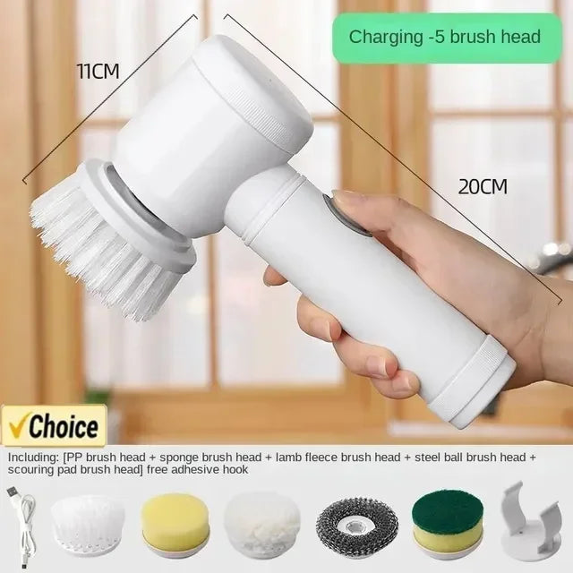 New Power Scrubber 5 Replaceable Brush Heads Electric Spin Scrubber Bathroom Cleaning Brush Power Scrubber Electric Brush Home