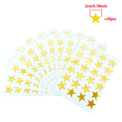 10 Sheets/Pack Of Children'S Gold-Plated Award Glitter Stickers Mother Teacher Praise Label Award Five-Pointed Star Love Sticker