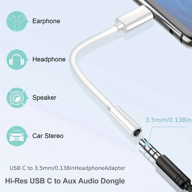 Type C To 3.5mm Aux Adapter 3 5 Jack Audio Cable for Huawei Xiaomi Redmi POCO Sumsang LG 3.5MM to 8Pin Aux Adputer for iPhone