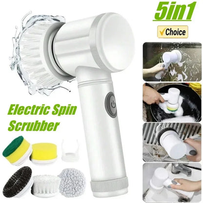 New Power Scrubber 5 Replaceable Brush Heads Electric Spin Scrubber Bathroom Cleaning Brush Power Scrubber Electric Brush Home