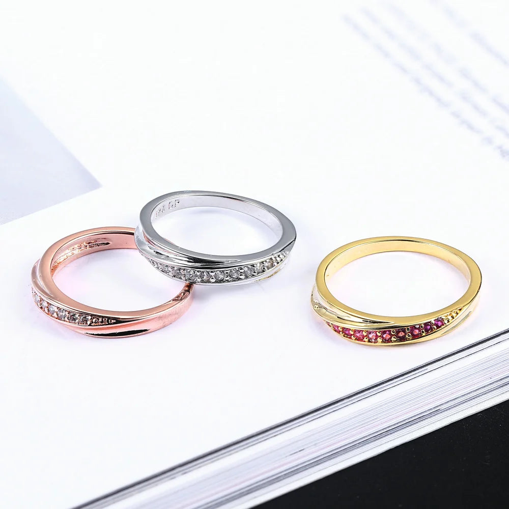 ZHOUYANG Wedding Ring For Women Lovers Simple Cubic Zirconia Rose Gold Color Fashion Jewelry ZYR314 ZYR317